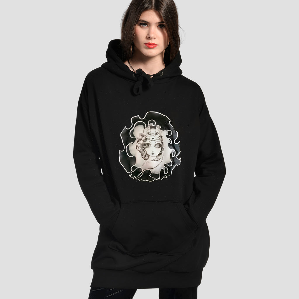 Vestido Sudadera Negro Logo Encaje