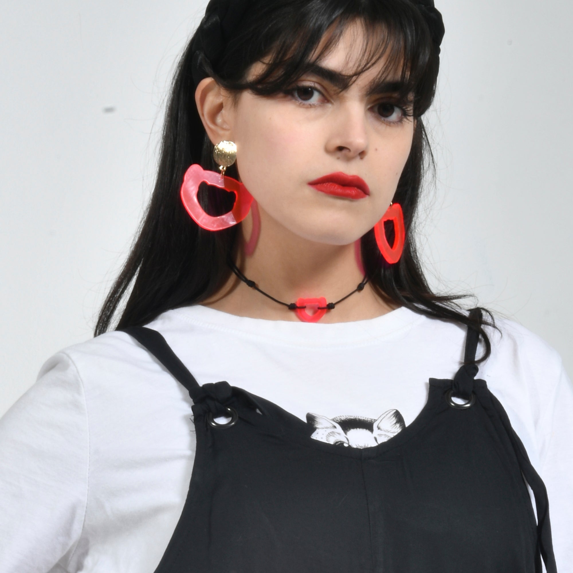 Collar Choker Face Rosa Flúor