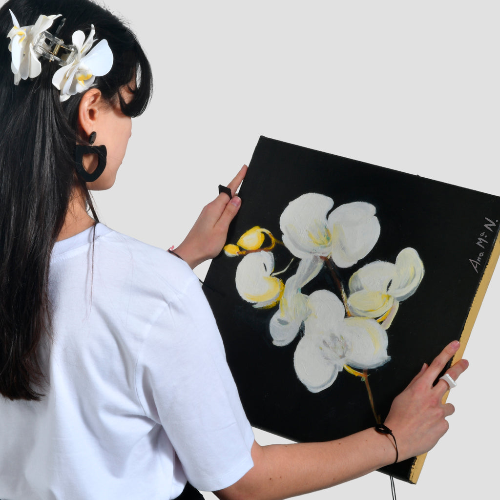 Camiseta Blanca Marta Cibelina Orquídea