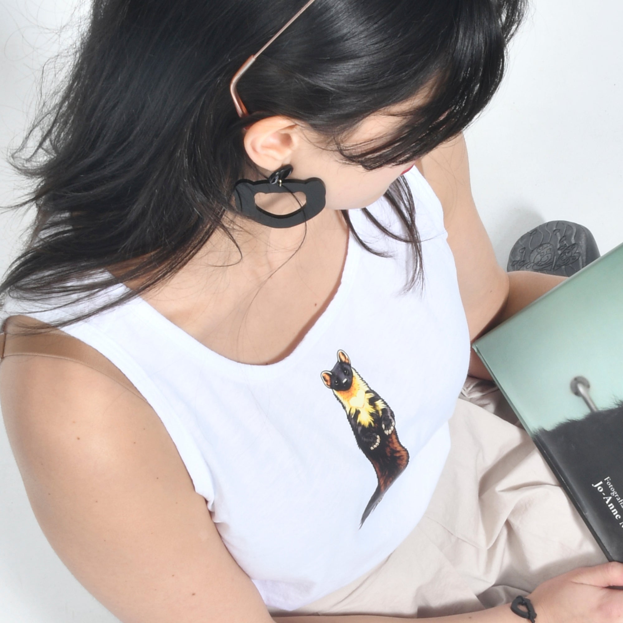 Pendientes Aro Face Negra