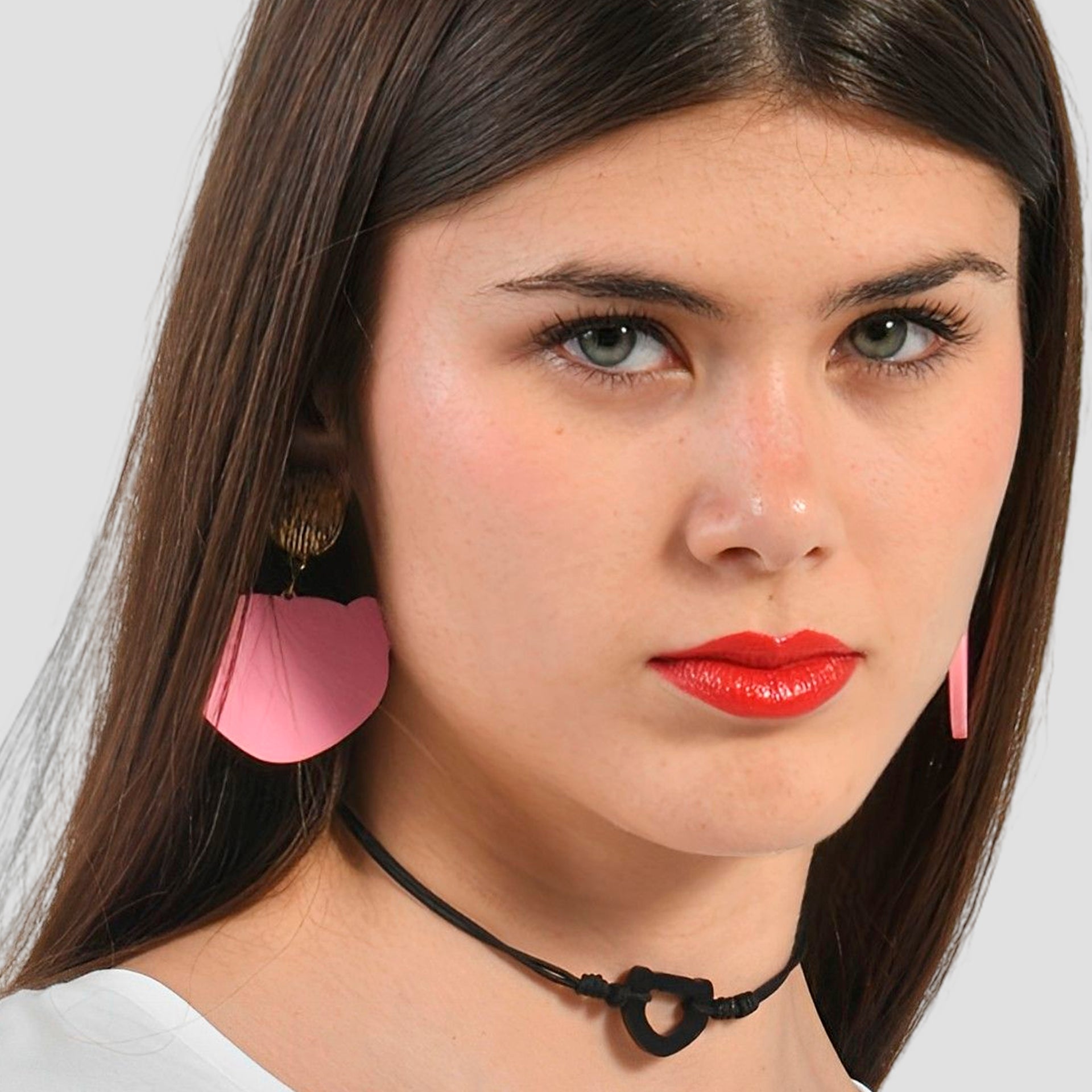 Pendientes Largos Face Rosa Claro