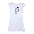Vestido Blanco con Ilustración y Volantes