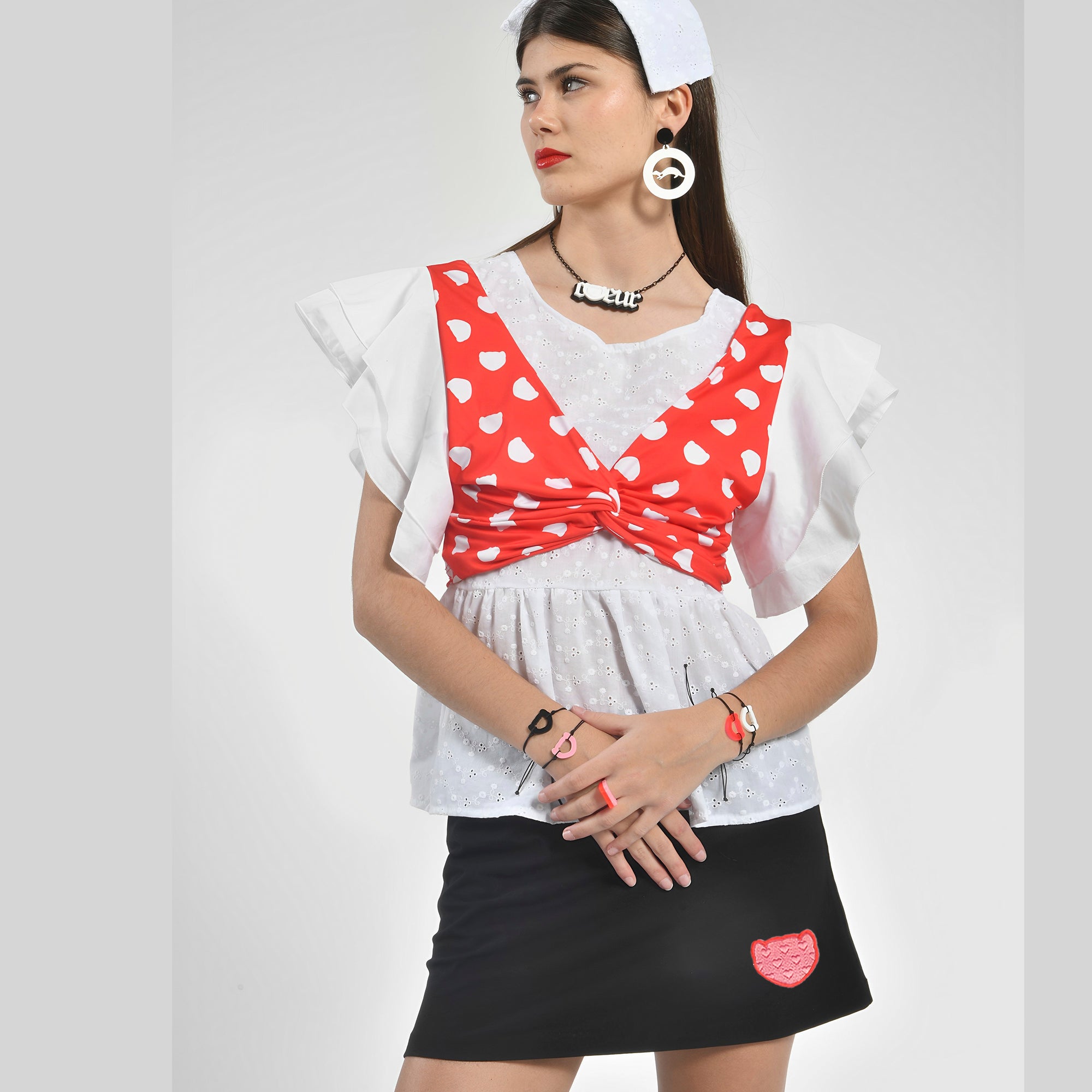Falda Pantalón Negra Logo Bordado