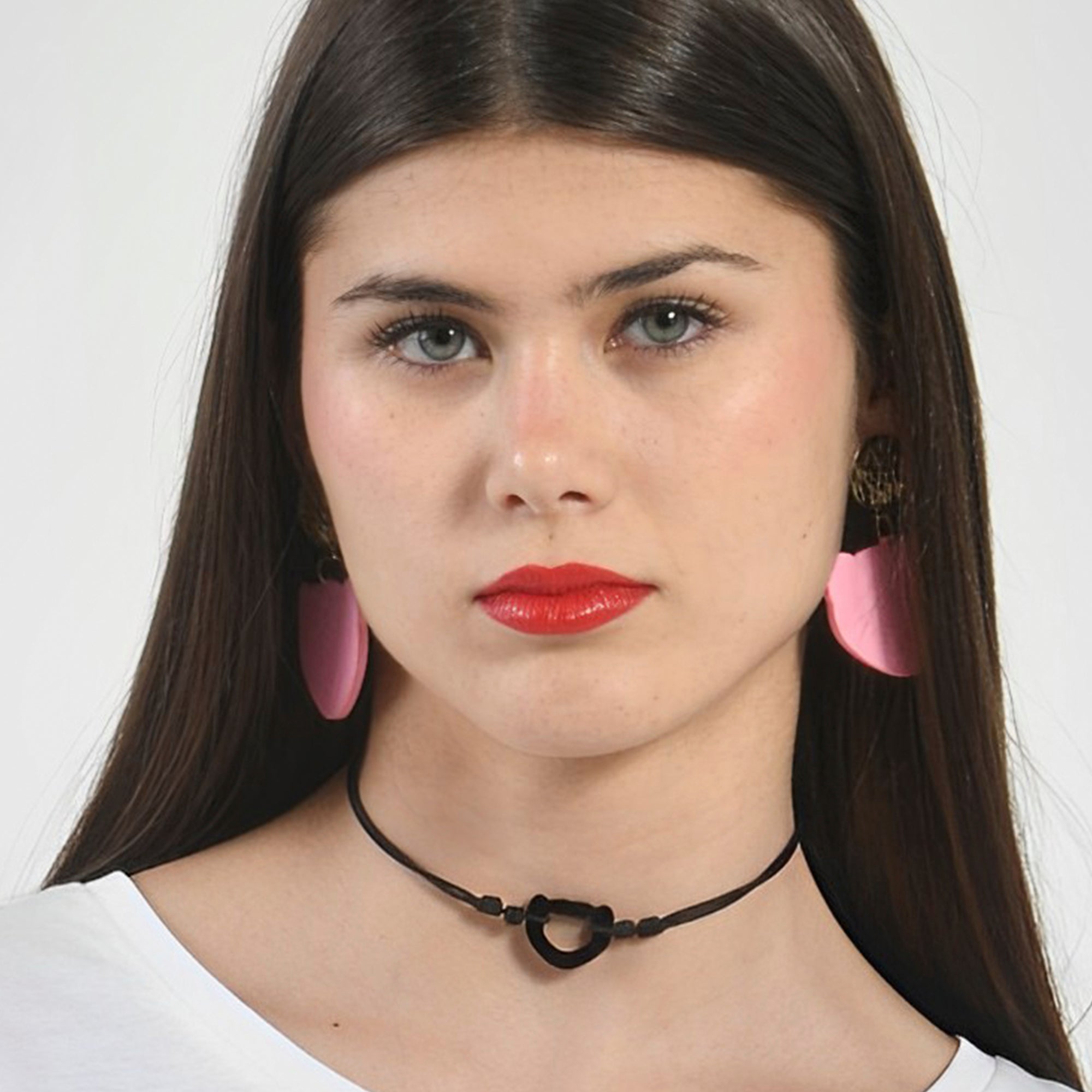 Pendientes Largos Face Rosa Claro