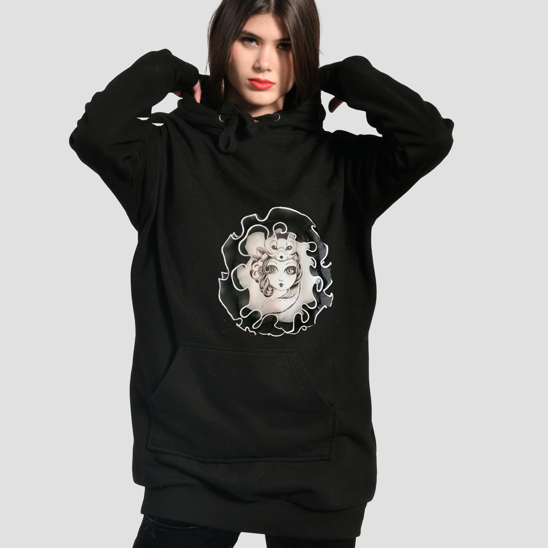 Vestido Sudadera Negro Logo Encaje