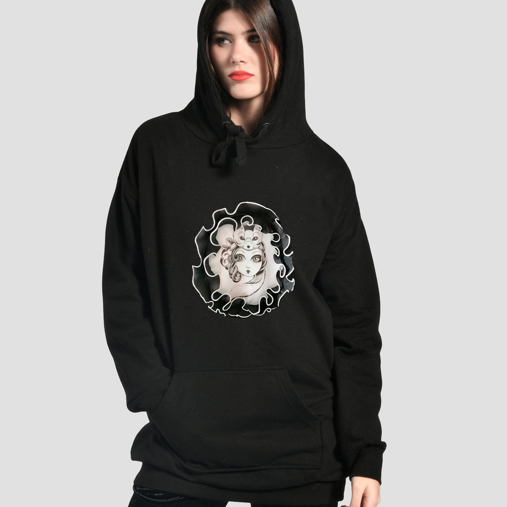 Vestido Sudadera Negro Logo Encaje