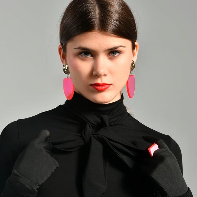 Pendientes Largos Face Rosa Flúor