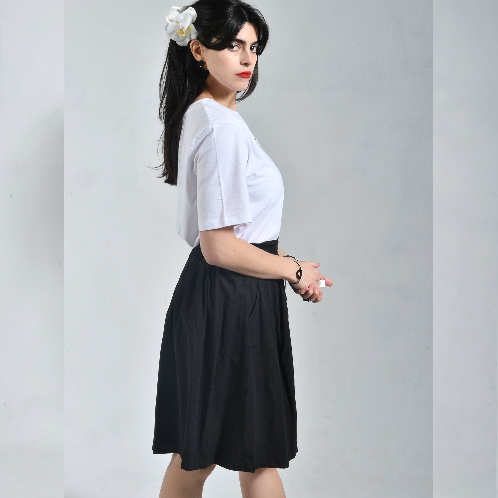 Falda Negra Marta Cibelina Orquidea