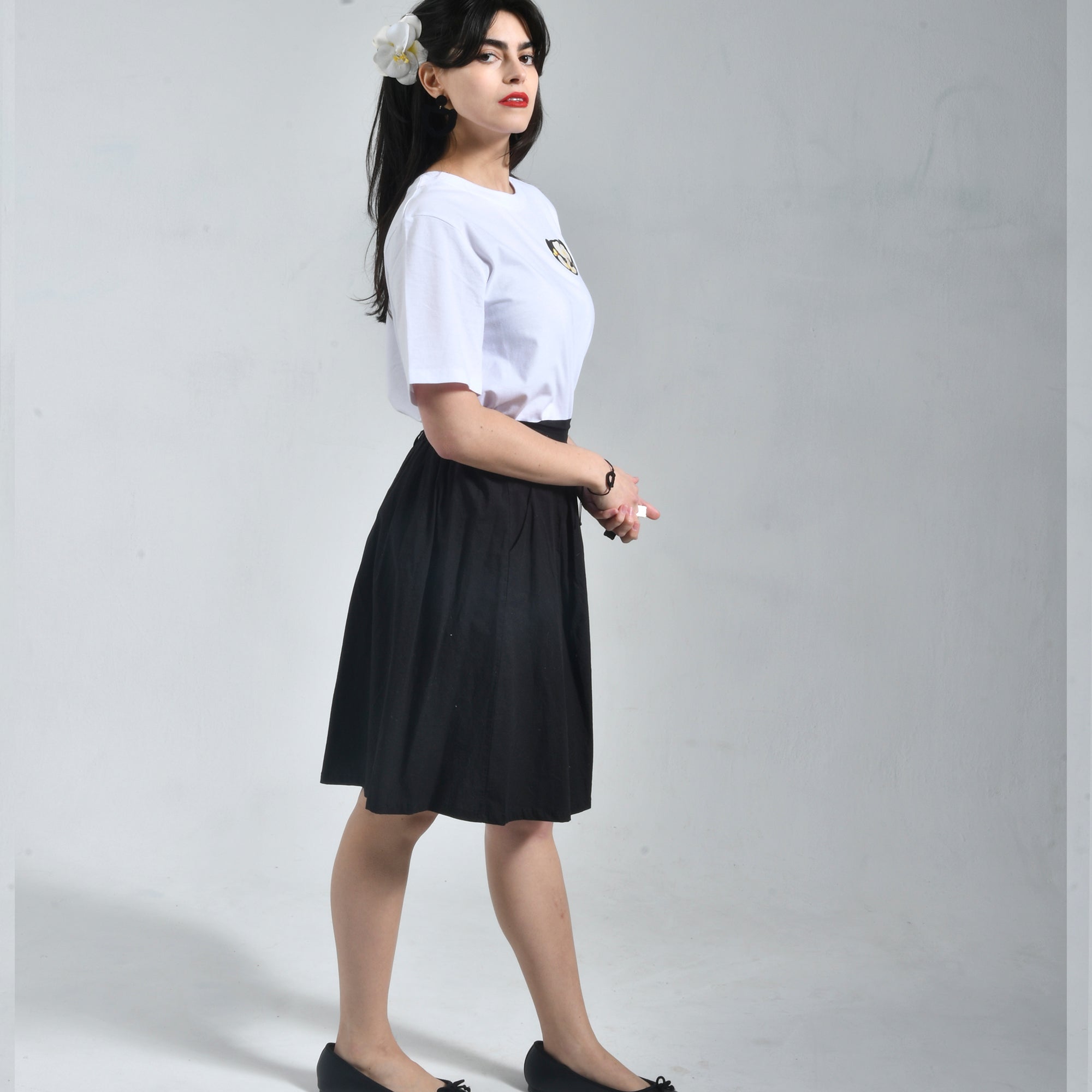 Falda Negra Marta Cibelina Orquidea