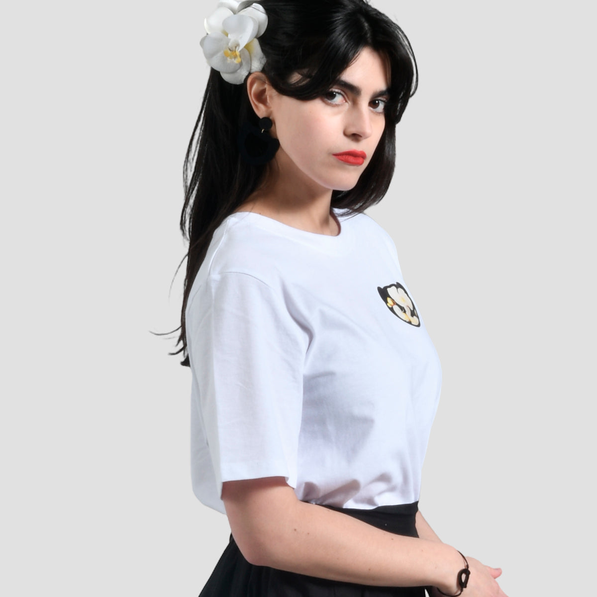 Camiseta Blanca Marta Cibelina Orquídea
