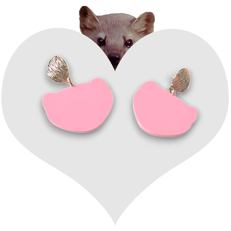 Pendientes Largos Face Rosa Claro