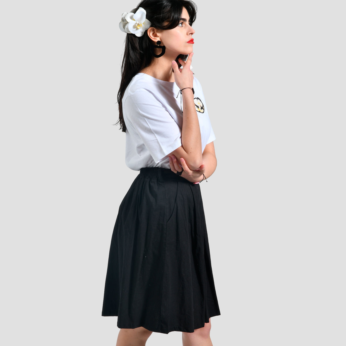 Camiseta Blanca Marta Cibelina Orquídea