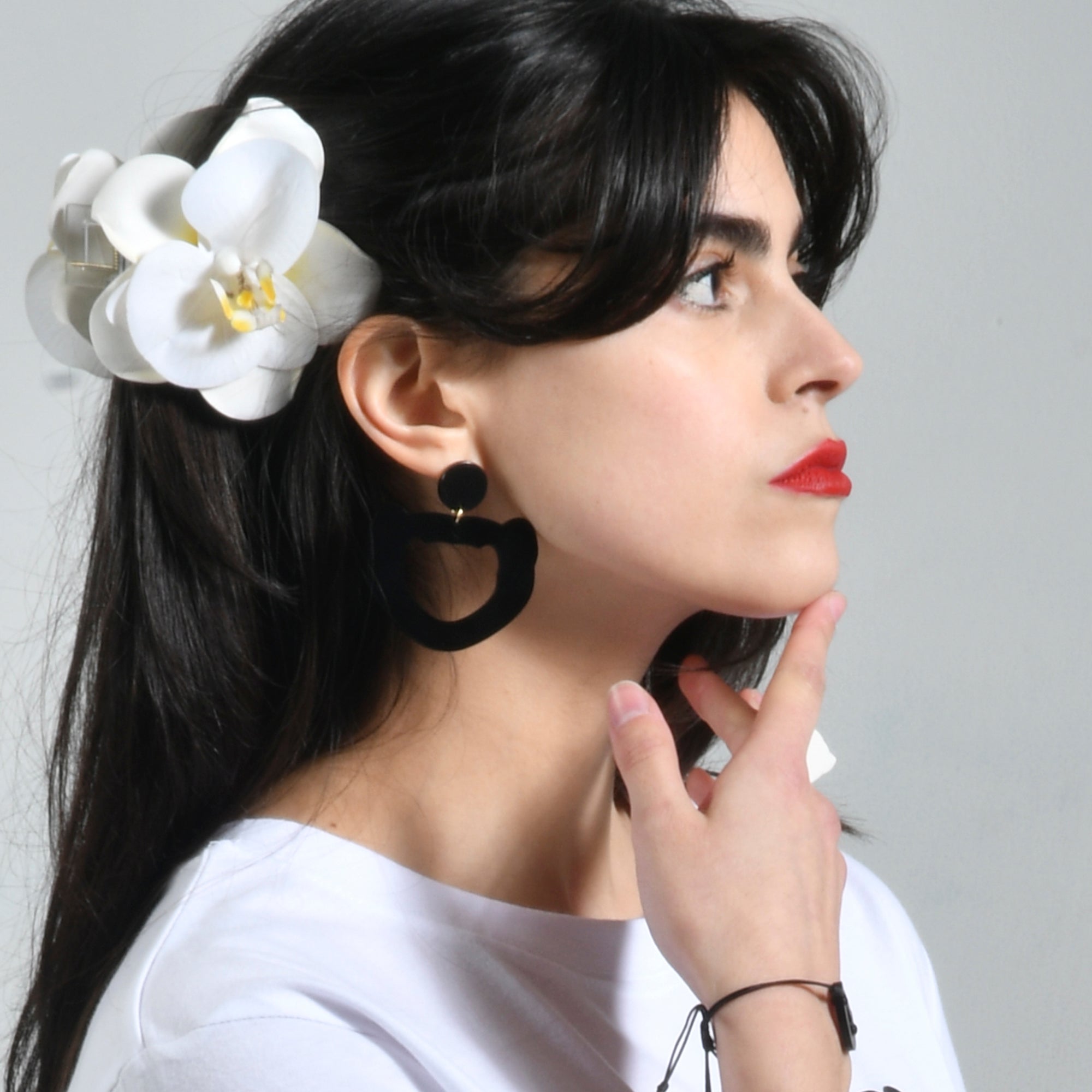 Pendientes Aro Face Negra