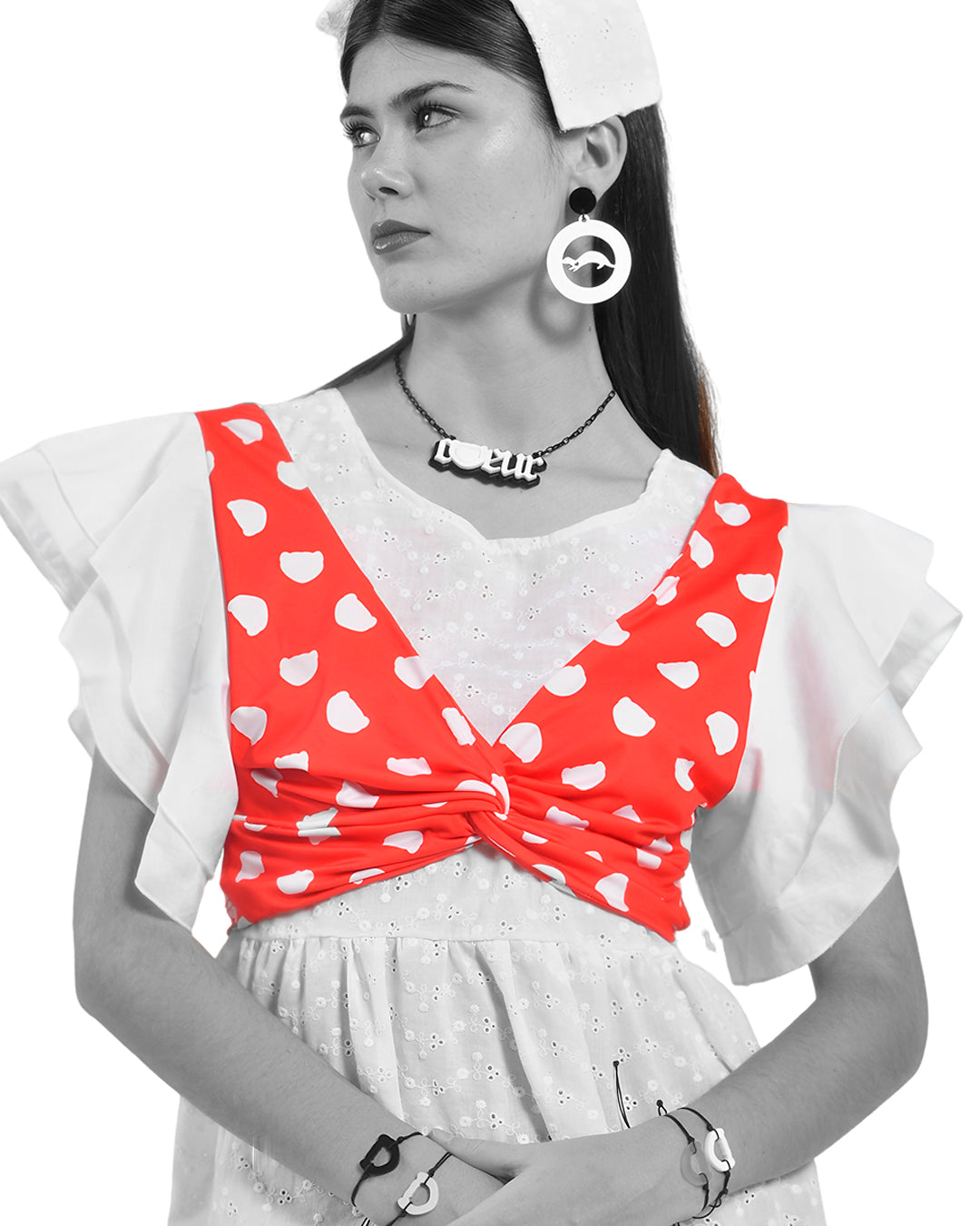 Top Volantes Estampado Logo