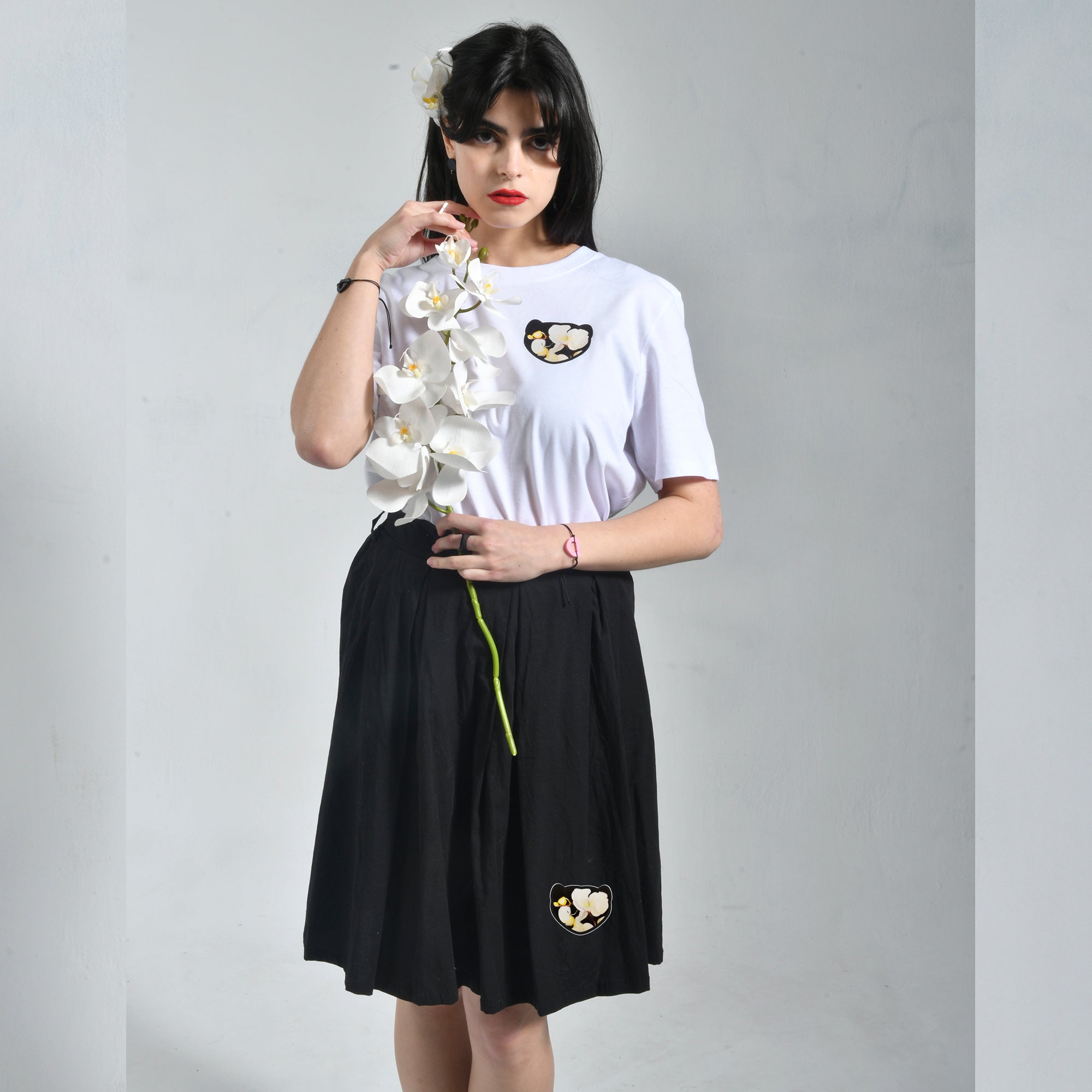 Falda Negra Marta Cibelina Orquidea