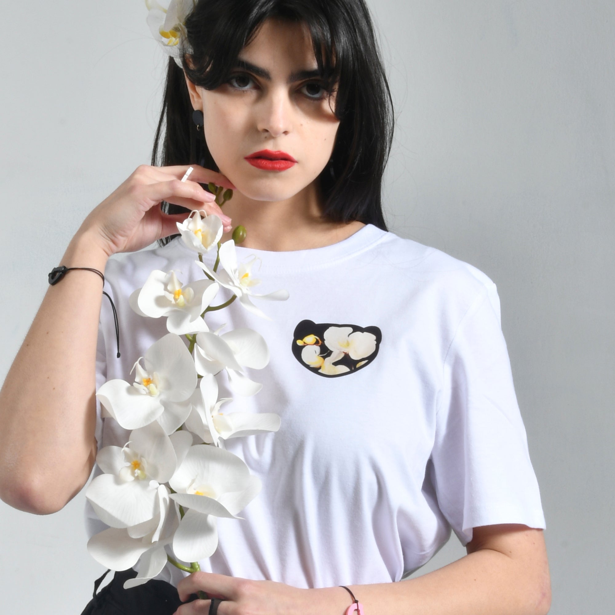 Camiseta Blanca Marta Cibelina Orquídea