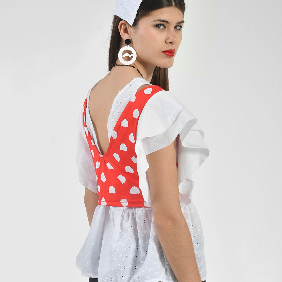 Top Volantes Estampado Logo