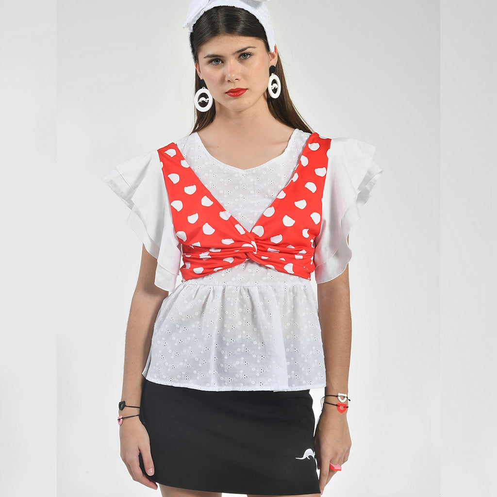 Top Volantes Estampado Logo
