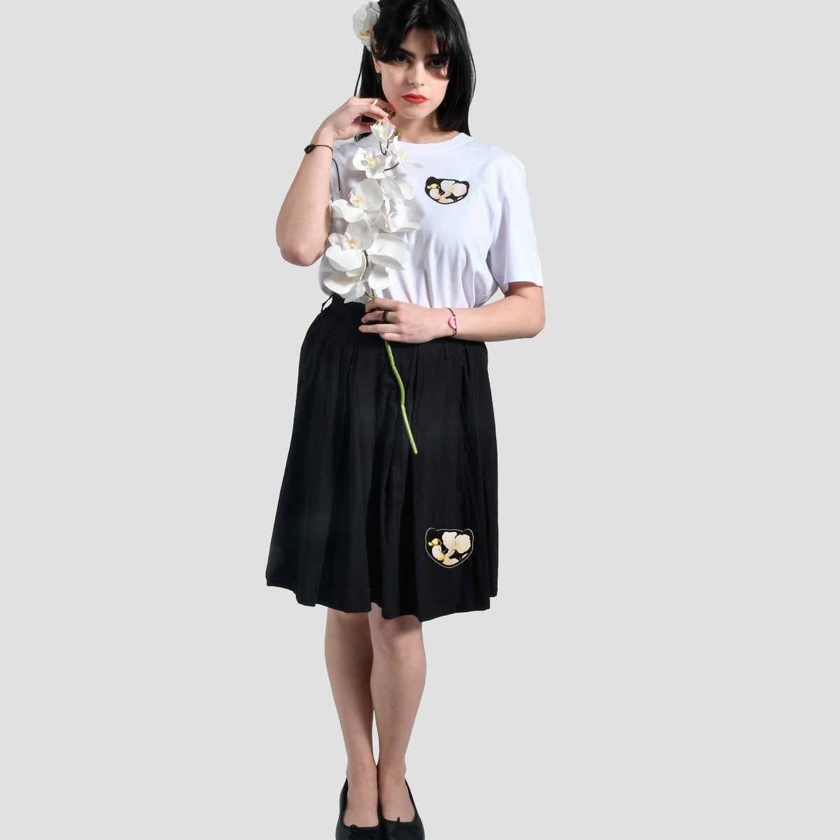 Camiseta Blanca Marta Cibelina Orquídea