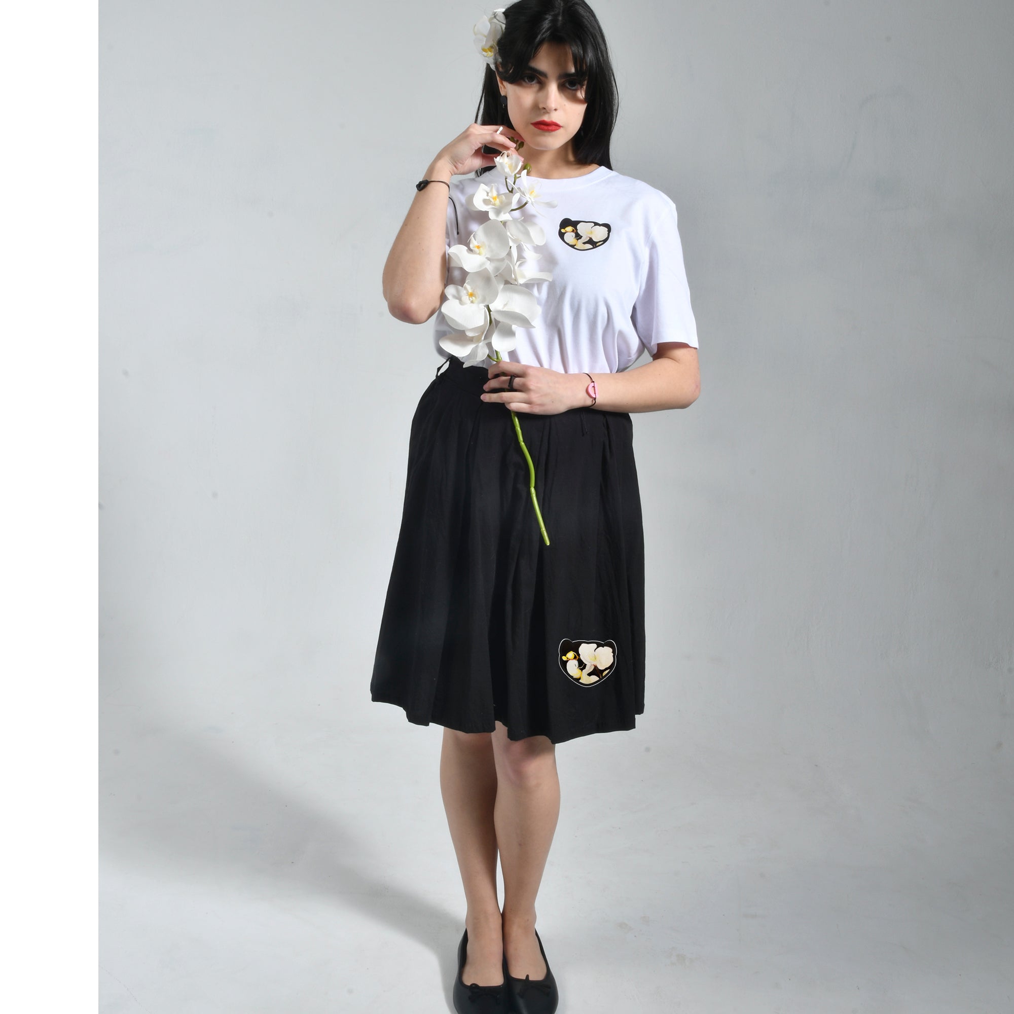 Falda Negra Marta Cibelina Orquidea