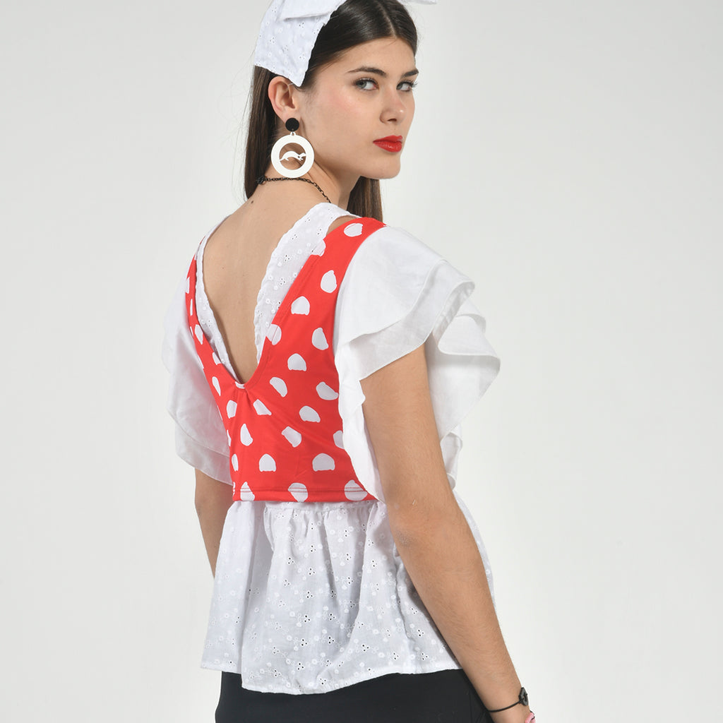 Top Volantes Estampado Logo