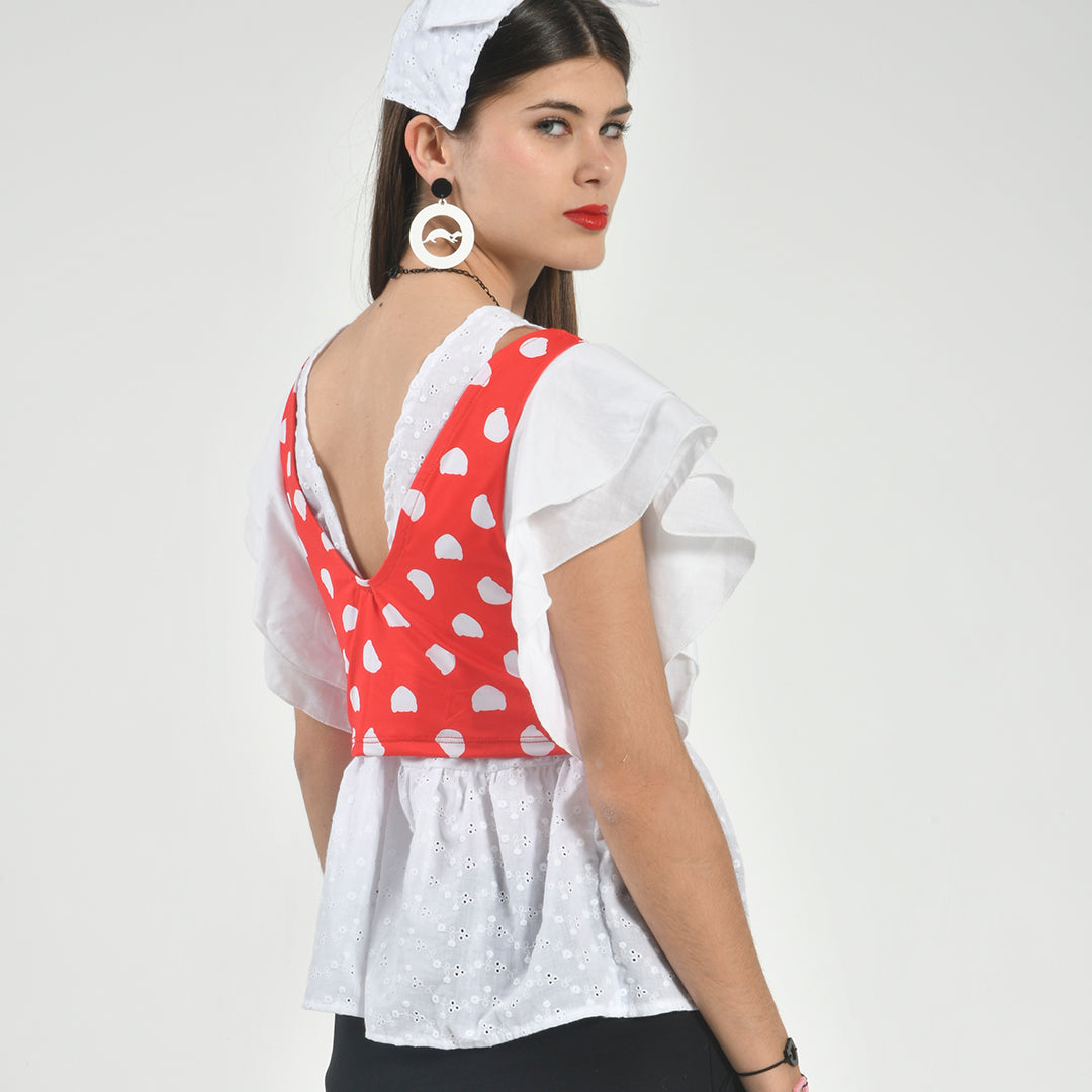 Top Volantes Estampado Logo