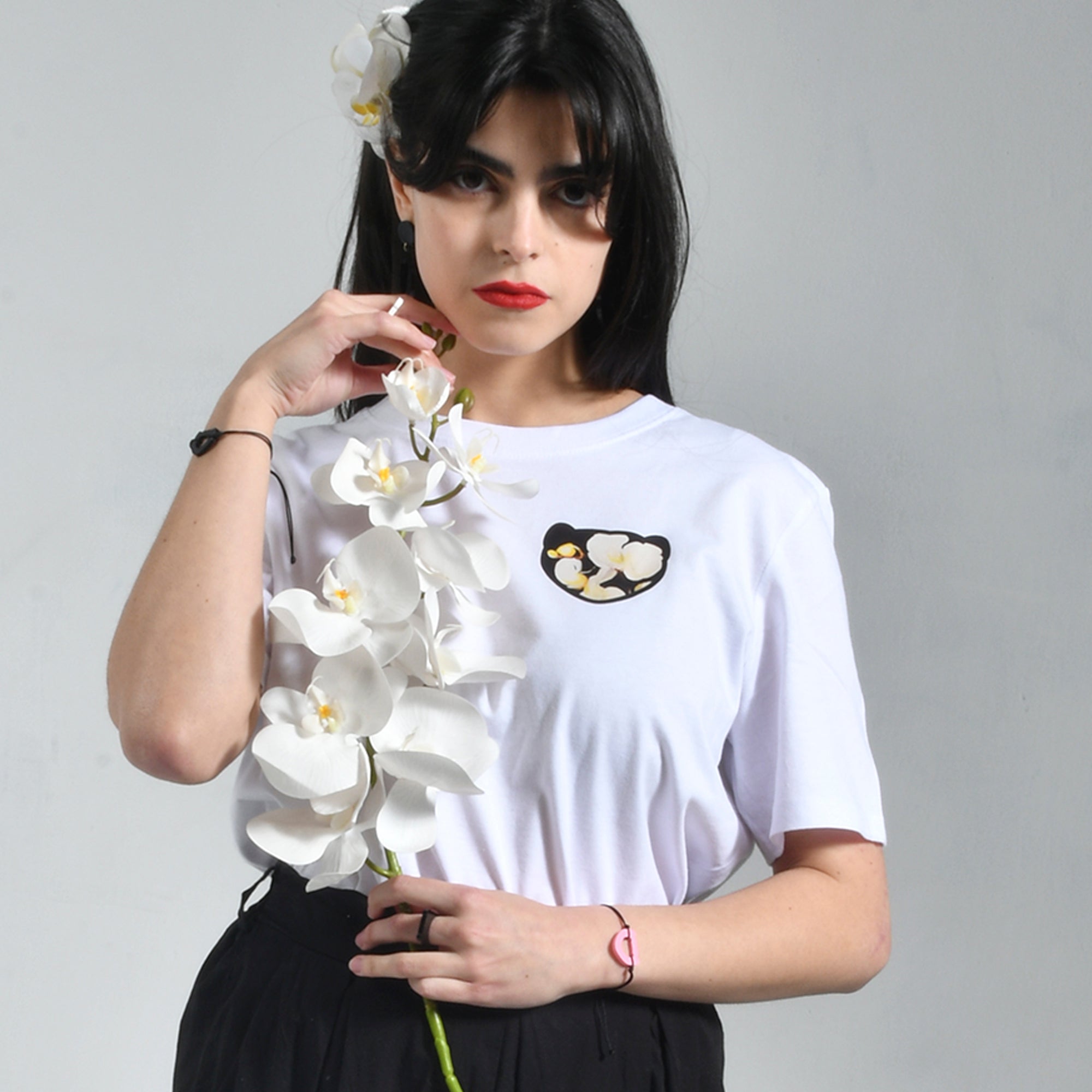 Camiseta Blanca Marta Cibelina Orquídea