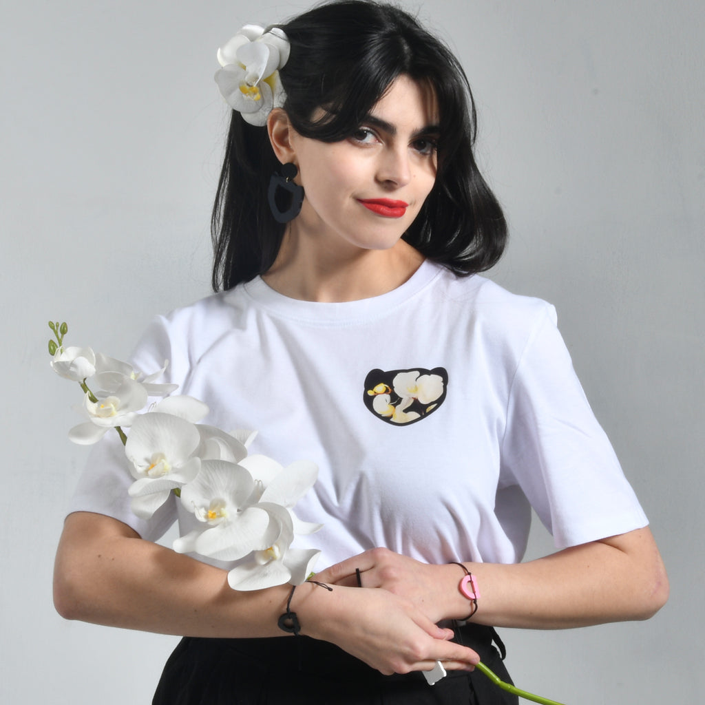 Camiseta Blanca Marta Cibelina Orquídea