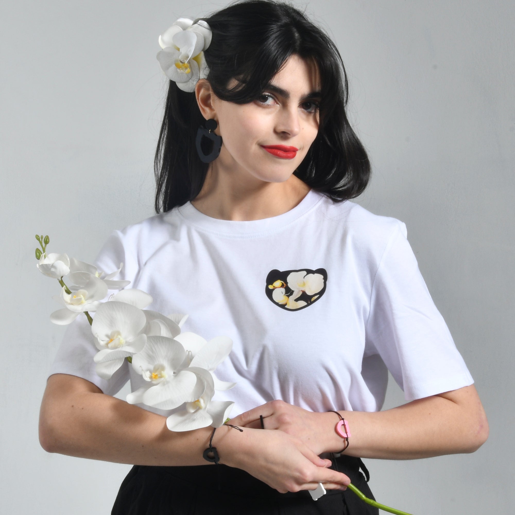 Camiseta Blanca Marta Cibelina Orquídea