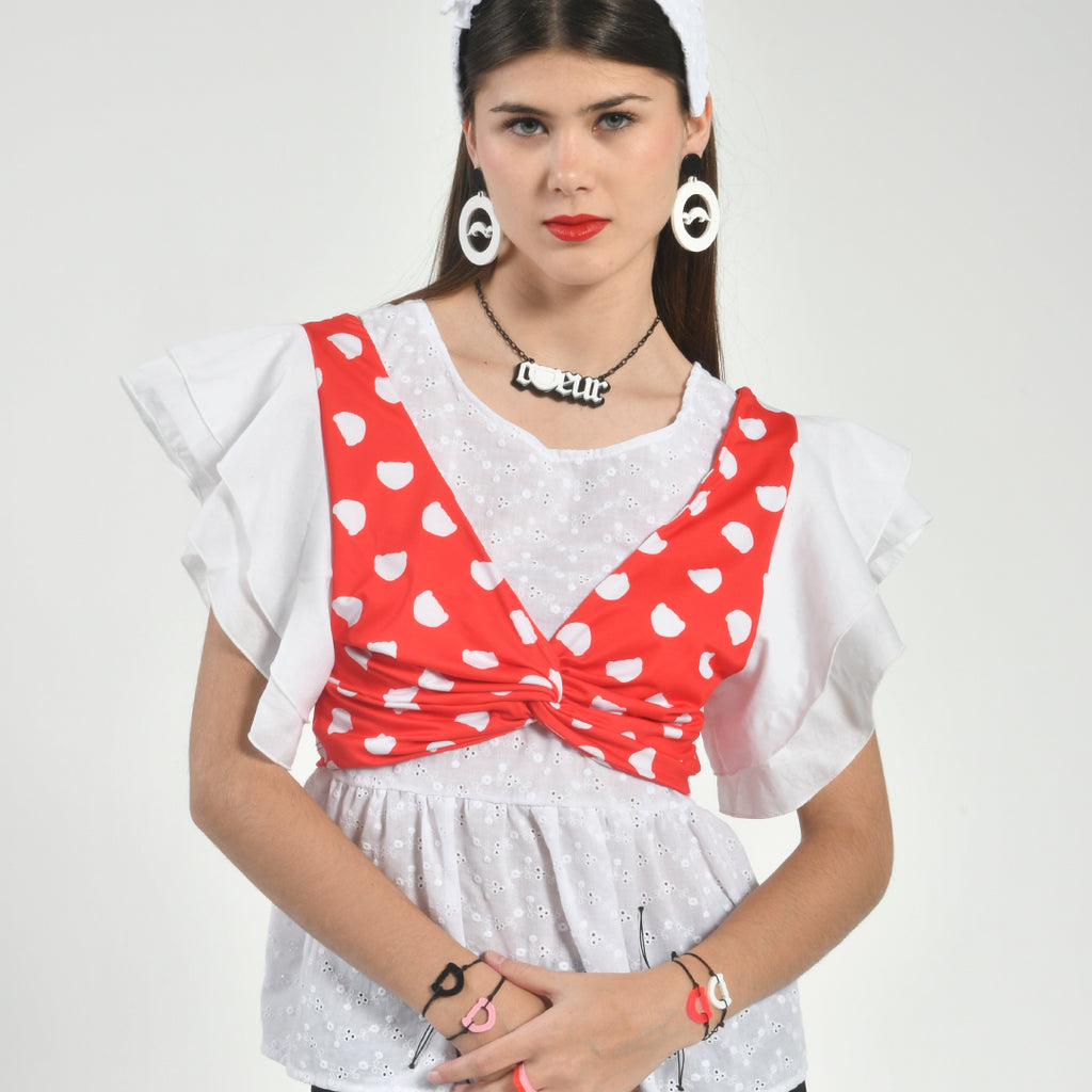 Top Volantes Estampado Logo