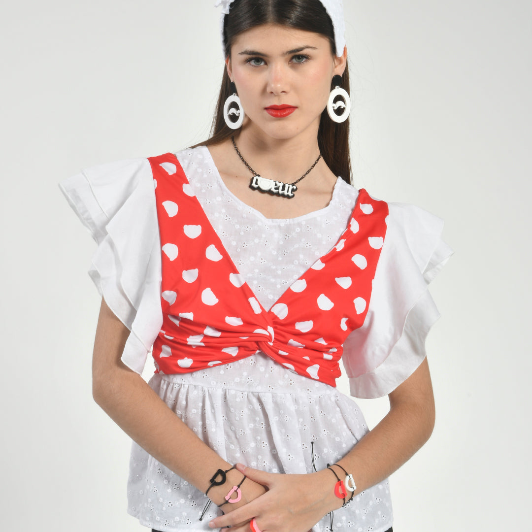 Top Volantes Estampado Logo