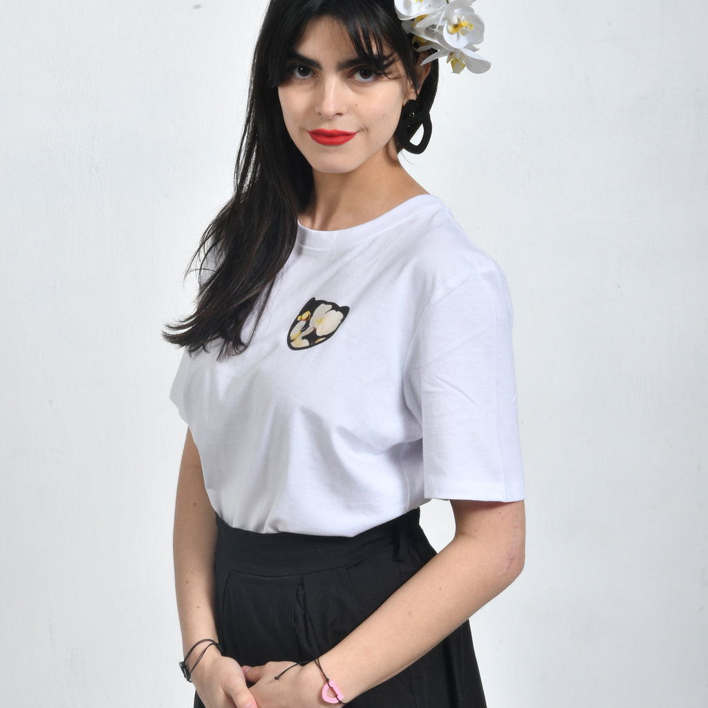 Camiseta Blanca Marta Cibelina Orquídea