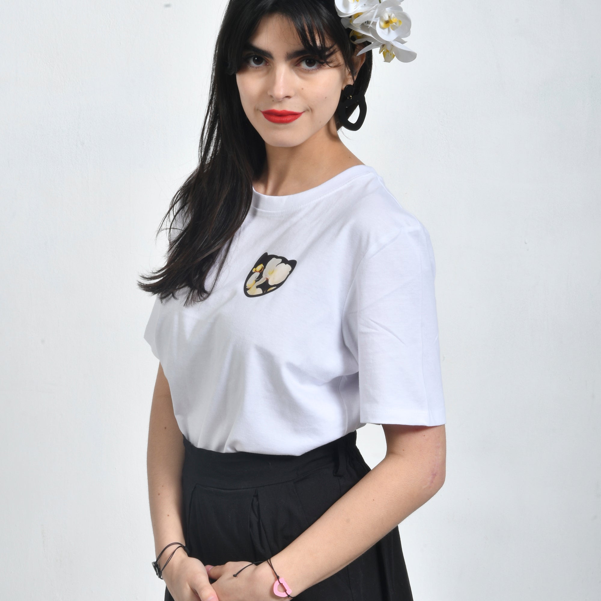 Camiseta Blanca Marta Cibelina Orquídea