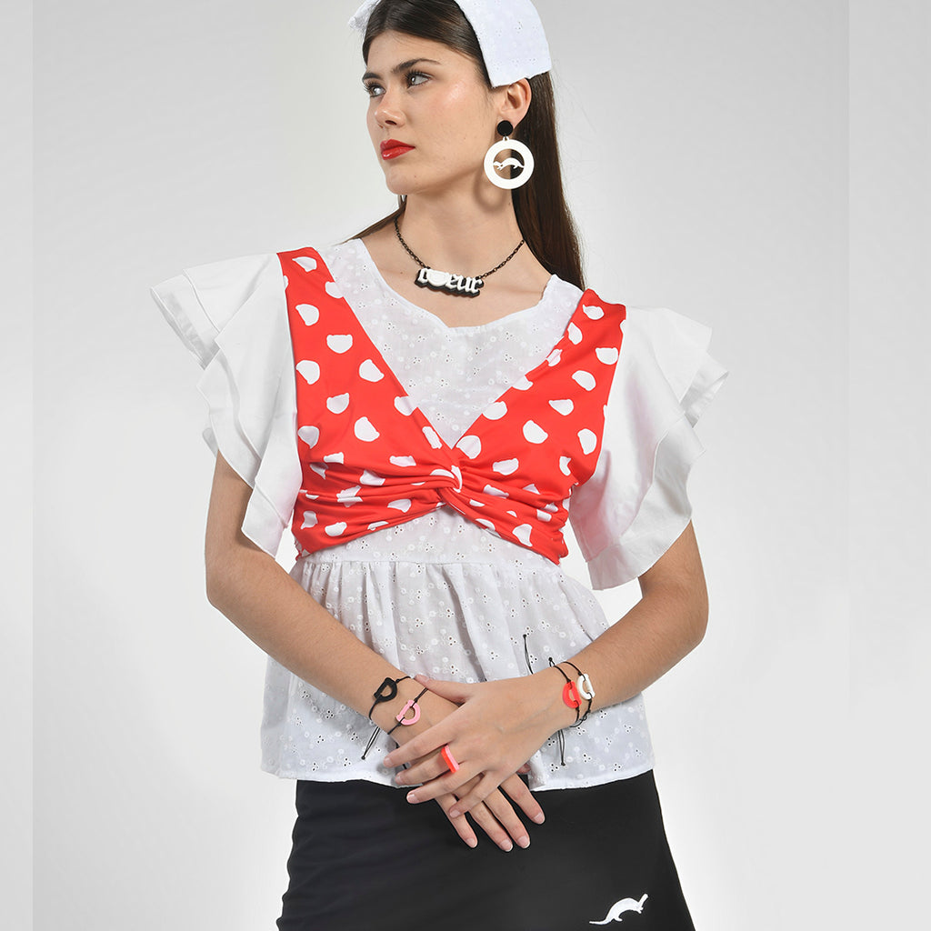 Top Volantes Estampado Logo