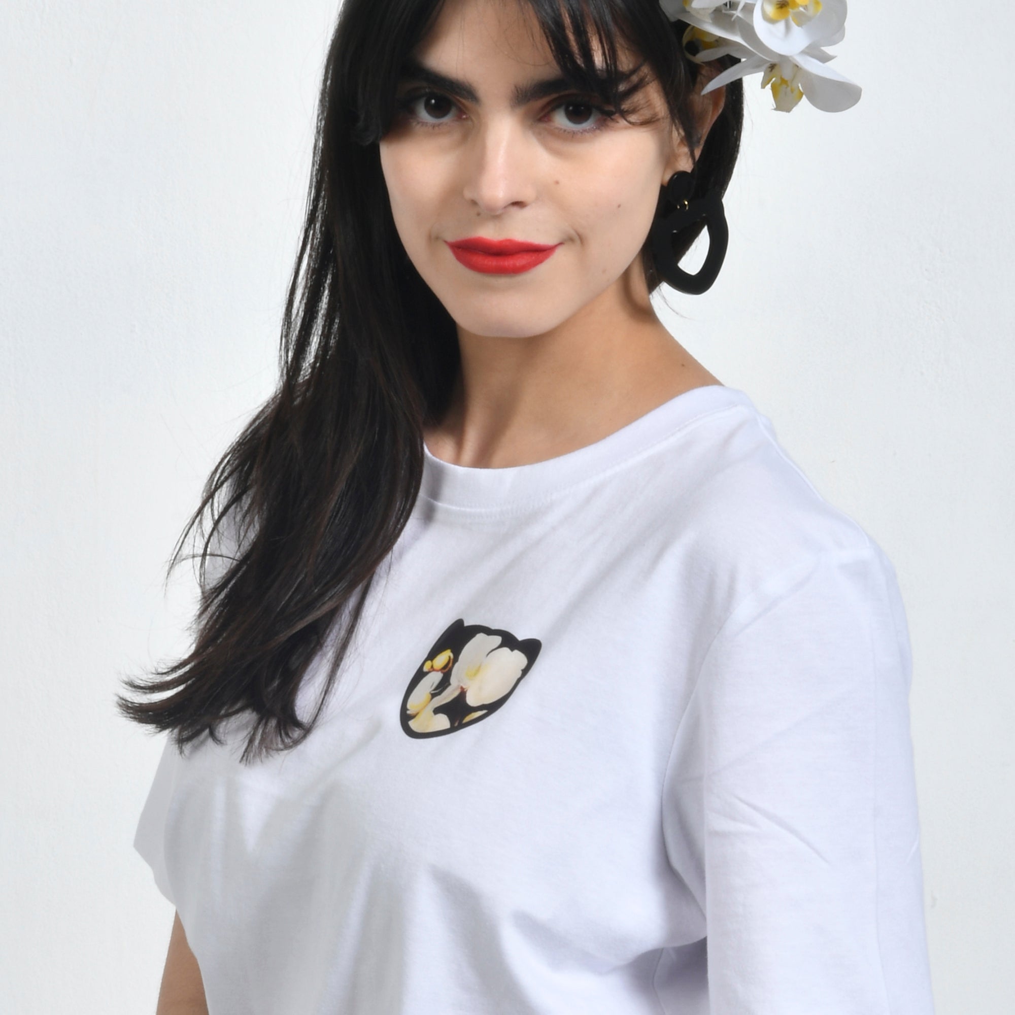 Camiseta Blanca Marta Cibelina Orquídea